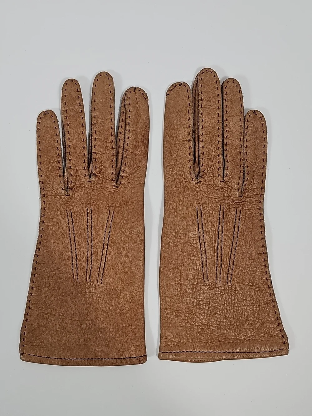 Vintage Genuine Deerskin Leather Driving Gloves Tan 6.5 Soft Lined USA Western